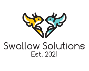 Swallow - Twin Heart Bird logo design