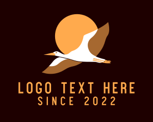 Crane - Flying Stork Avian logo design