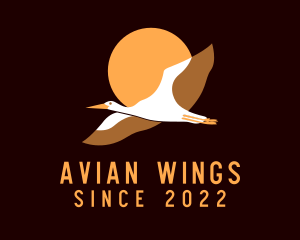 Avian - Flying Stork Avian logo design