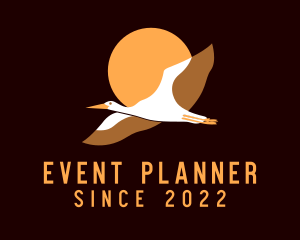 Birdwatching - Flying Stork Avian logo design
