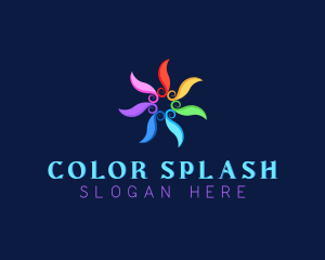 Colorful Swirl Flower Wellness logo design