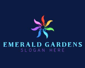 Colorful Swirl Flower Wellness logo design