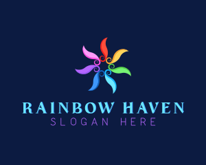 Colorful Swirl Flower Wellness logo design