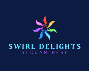 Colorful Swirl Flower Wellness logo design