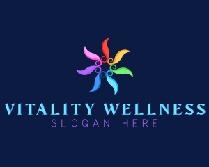 Colorful Swirl Flower Wellness logo design