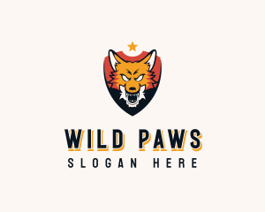 Wild Wolf Shield  logo design