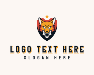 Canine - Wild Wolf Shield logo design
