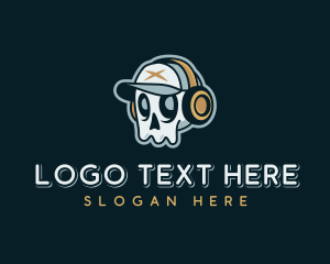 Hat - Headphones Skull Music logo design