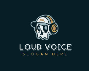 Headphones Skull Music logo design