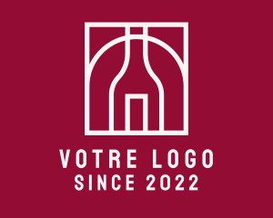 Red Wine - Wine Bottle Outline logo design