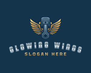 Mechanical Wings Piston  logo design