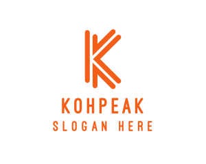 Orange K Outline logo design