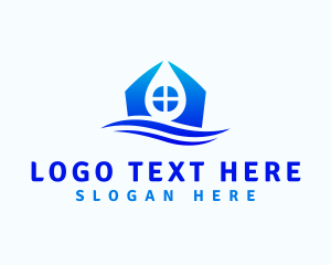 Water Supply - House Water Droplet logo design