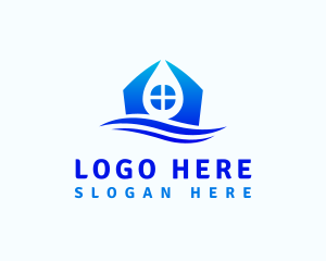 Water Supply - House Water Droplet logo design