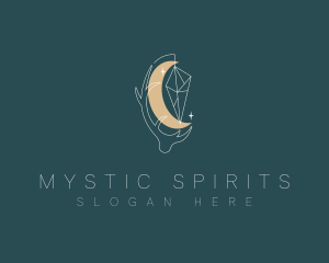 Crescent Moon Crystal Horn logo design