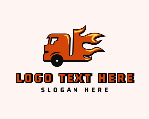 Cargo Truck - Fire Freight Truck logo design