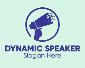 Speaker - Blue Hand Megaphone logo design
