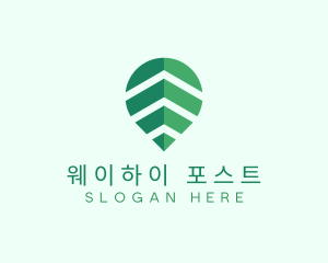 Organic Leaf Location Pin logo design