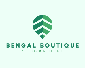 Organic Leaf Location Pin logo design