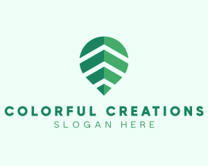 Organic Leaf Location Pin logo design