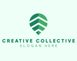 Organic Leaf Location Pin logo design