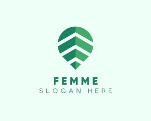 Organic Leaf Location Pin logo design