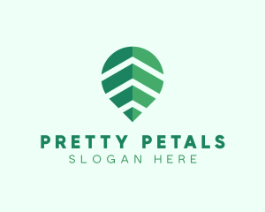 Organic Leaf Location Pin logo design