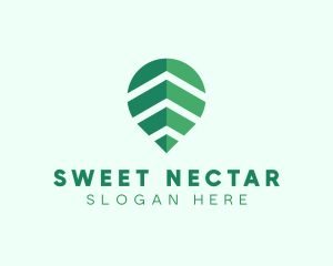 Organic Leaf Location Pin logo design