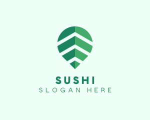 Organic Leaf Location Pin logo design