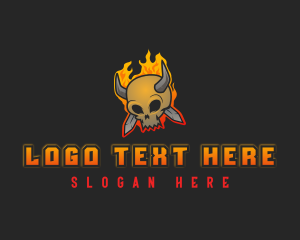 Flaming Skull Dagger logo design