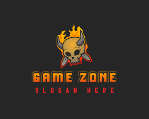 Flaming Skull Dagger logo design