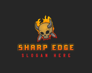 Dagger - Flaming Skull Dagger logo design