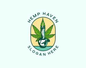 Marijuana Leaf Bong  logo design