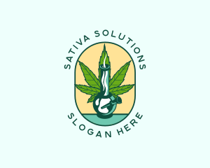 Marijuana Leaf Bong  logo design