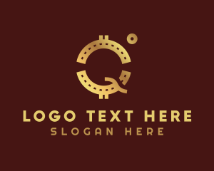 Technology - Golden Crypto Letter Q logo design