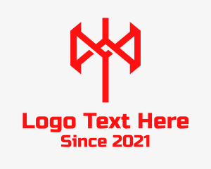 Medieval - Red Battle Axe logo design