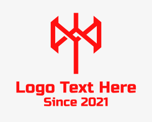Axe - Red Battle Axe logo design