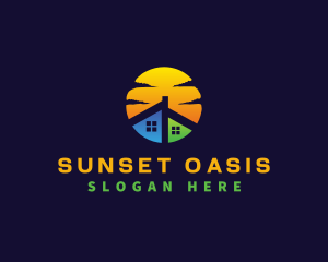 Sunset Real Estate House logo design