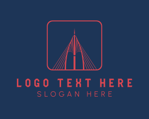 Red And Blue - Suspension Bridge Landmark logo design