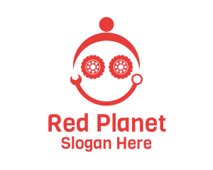 Red Mechanical Robot  logo design