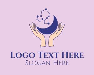 Zodiac - Star Moon Hands logo design