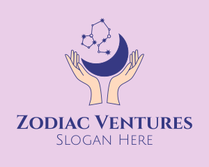 Zodiac - Star Moon Hands logo design