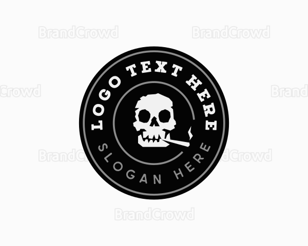 Cigarette Smoking Skull Logo