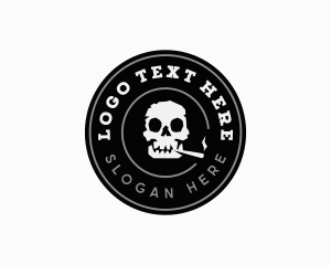 Hipster - Cigarette Smoking Skull logo design