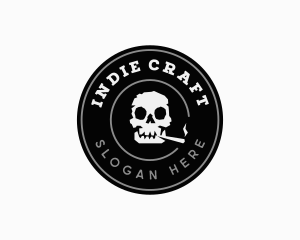 Indie - Cigarette Smoking Skull logo design