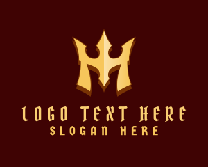 Gold - Helmet Crown Letter M logo design