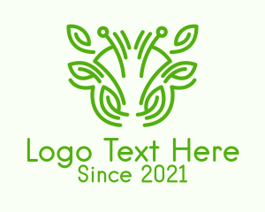 Farm Animal - Green Cow Plant logo design