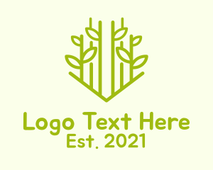 Woods - Green Bamboo Tree logo design