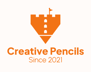 Pencil Castle Tower  logo design