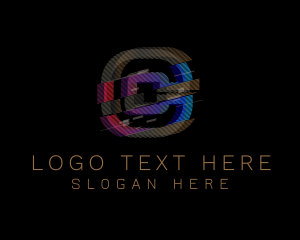 Bar - Gradient Glitch Letter C logo design